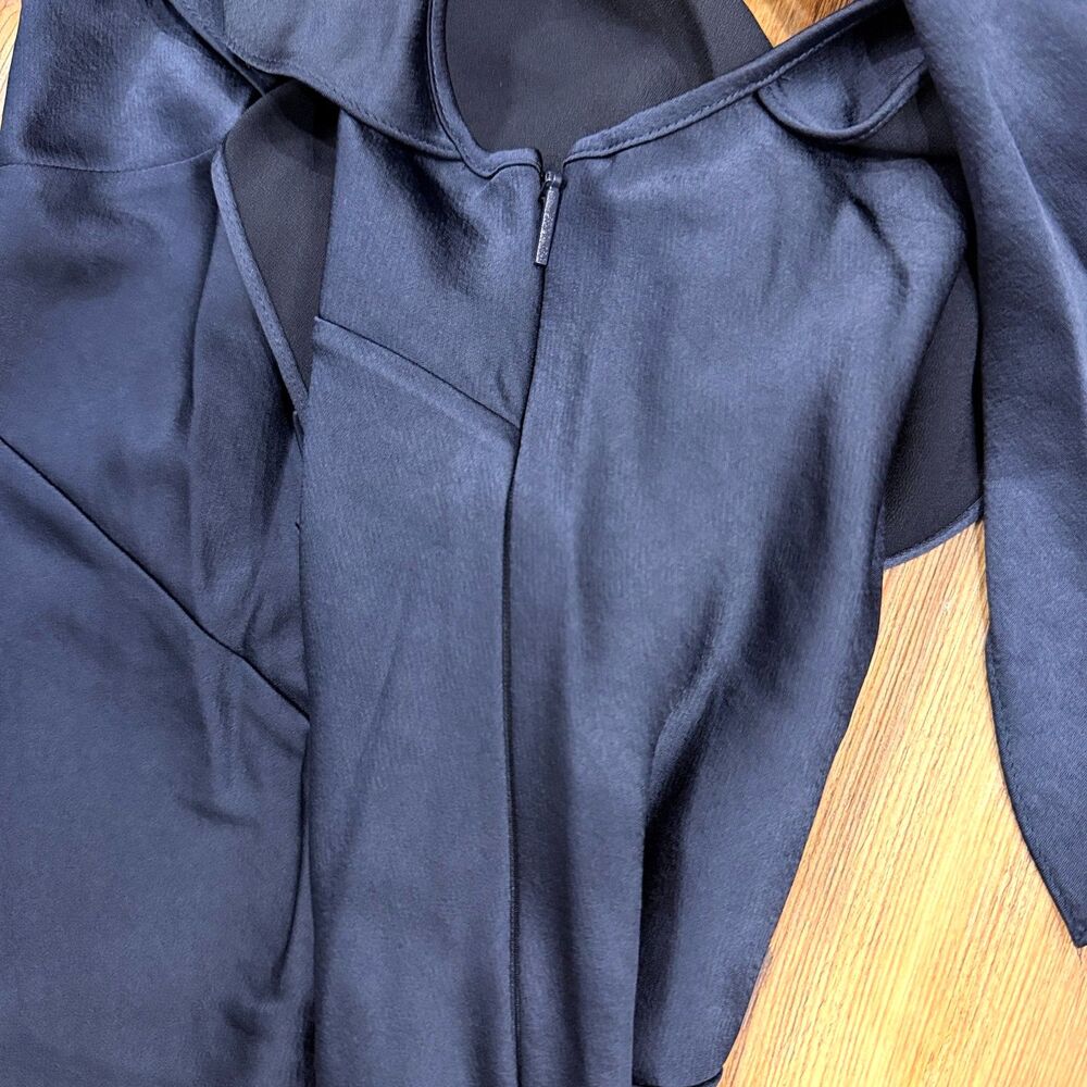 NWT Ted Baker Size 6 Keomi Navy Waterfall Ruffle Satin Bias Cut Midi Dress TB 2 - Picture 13 of 13